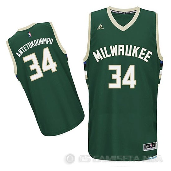 Camiseta Antetokounmpo #34 Milwaukee Bucks Verde Rev30 - Haga un click en la imagen para cerrar